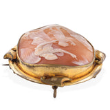 Antique Gilt "Guardian Angel" Cameo Brooch Pendant