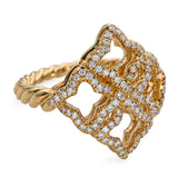 David Yurman 18k Yellow Gold Diamond Quatrefoil Ring