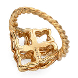David Yurman 18k Yellow Gold Diamond Quatrefoil Ring