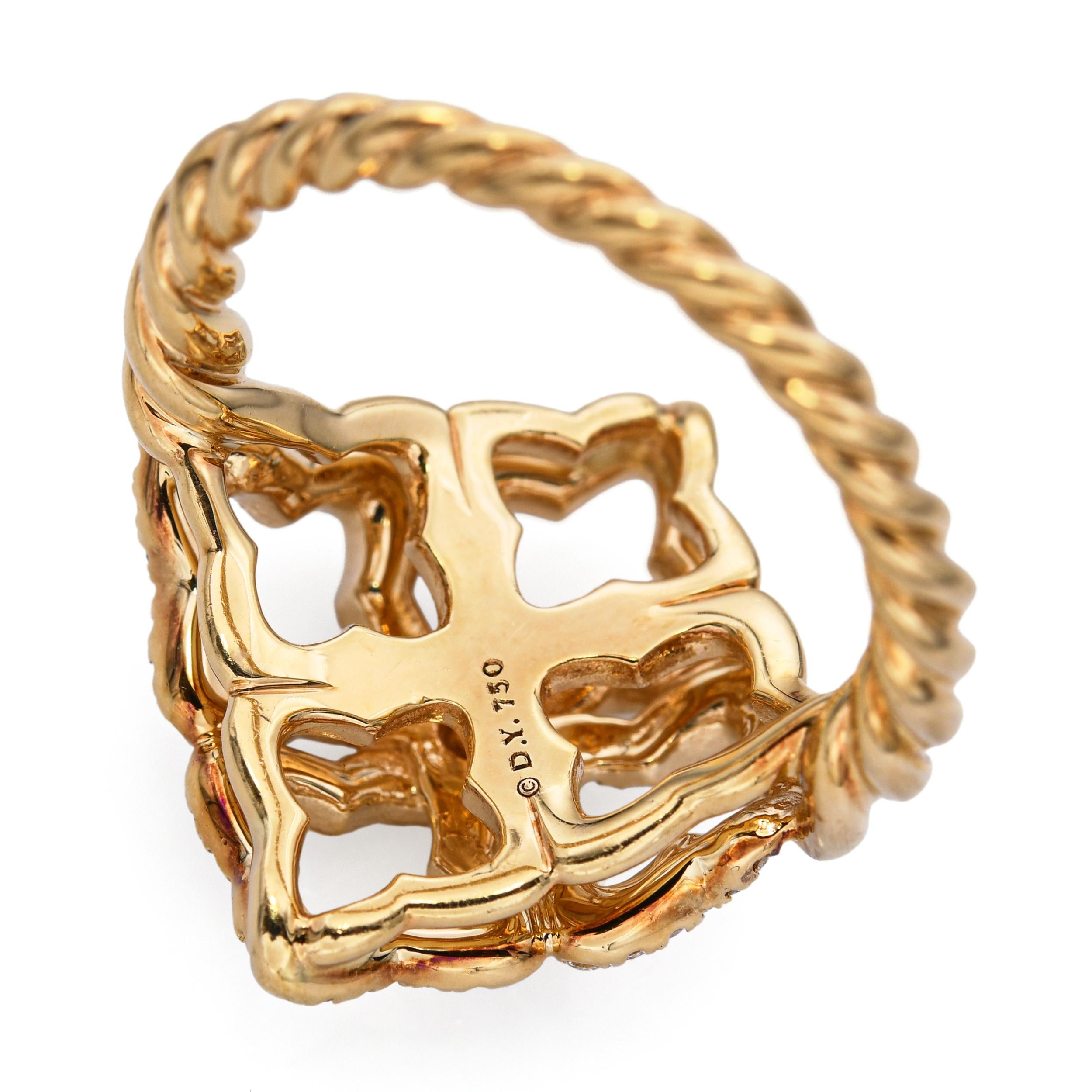 David Yurman 18k Yellow Gold Diamond Quatrefoil Ring