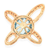 14k Yellow Gold Diamond and Topaz Cross Pendant