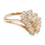 Vintage 14k Yellow Gold 1.26tcw Diamond Waterfall Ring