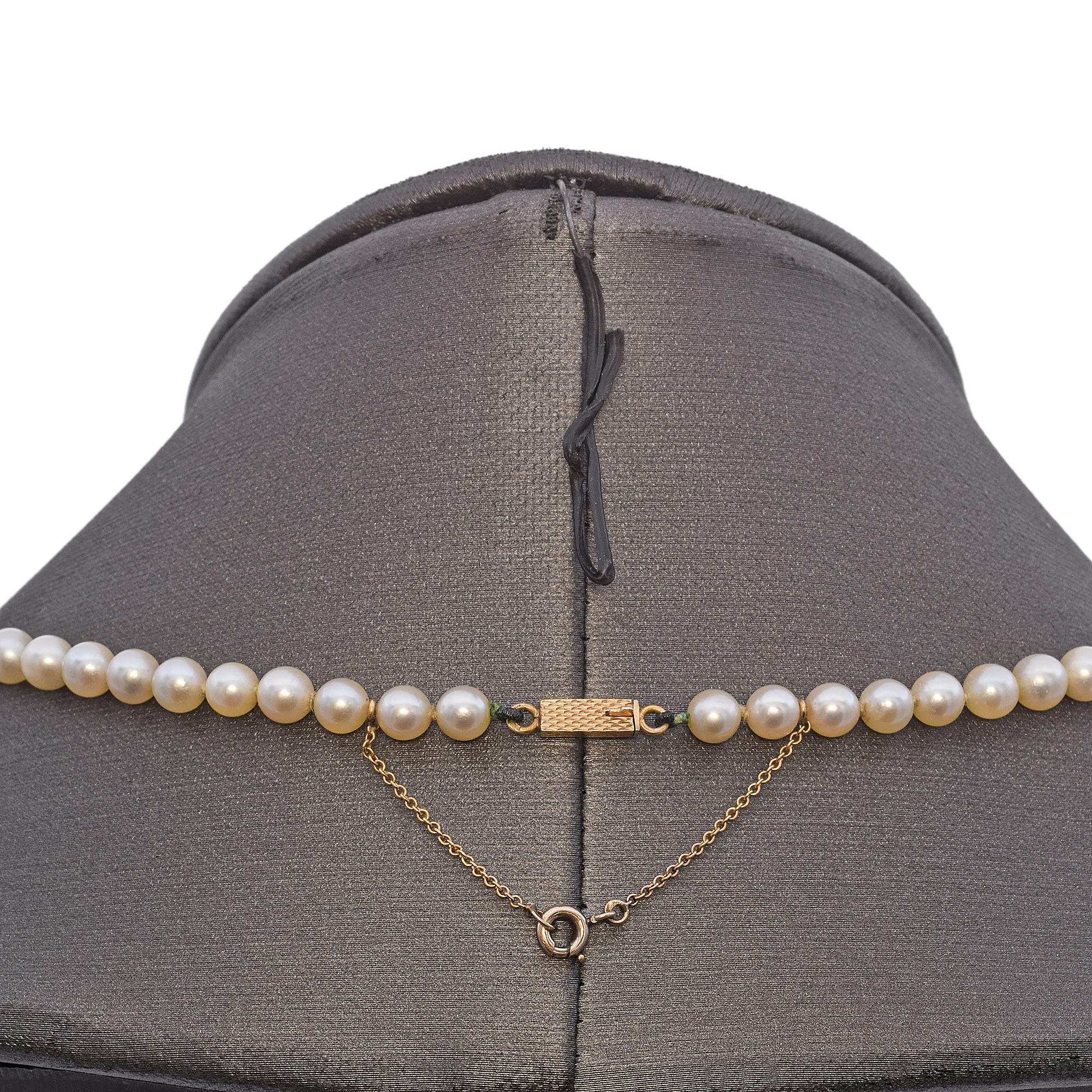 Vintage 18K Yellow Gold Graduated Pearl Beaded Strand Necklace