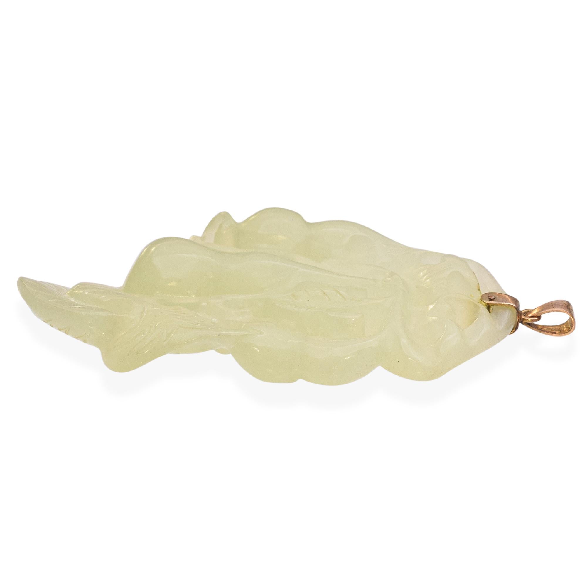 Antique 14k Yellow Gold Jade Gourd Pendant