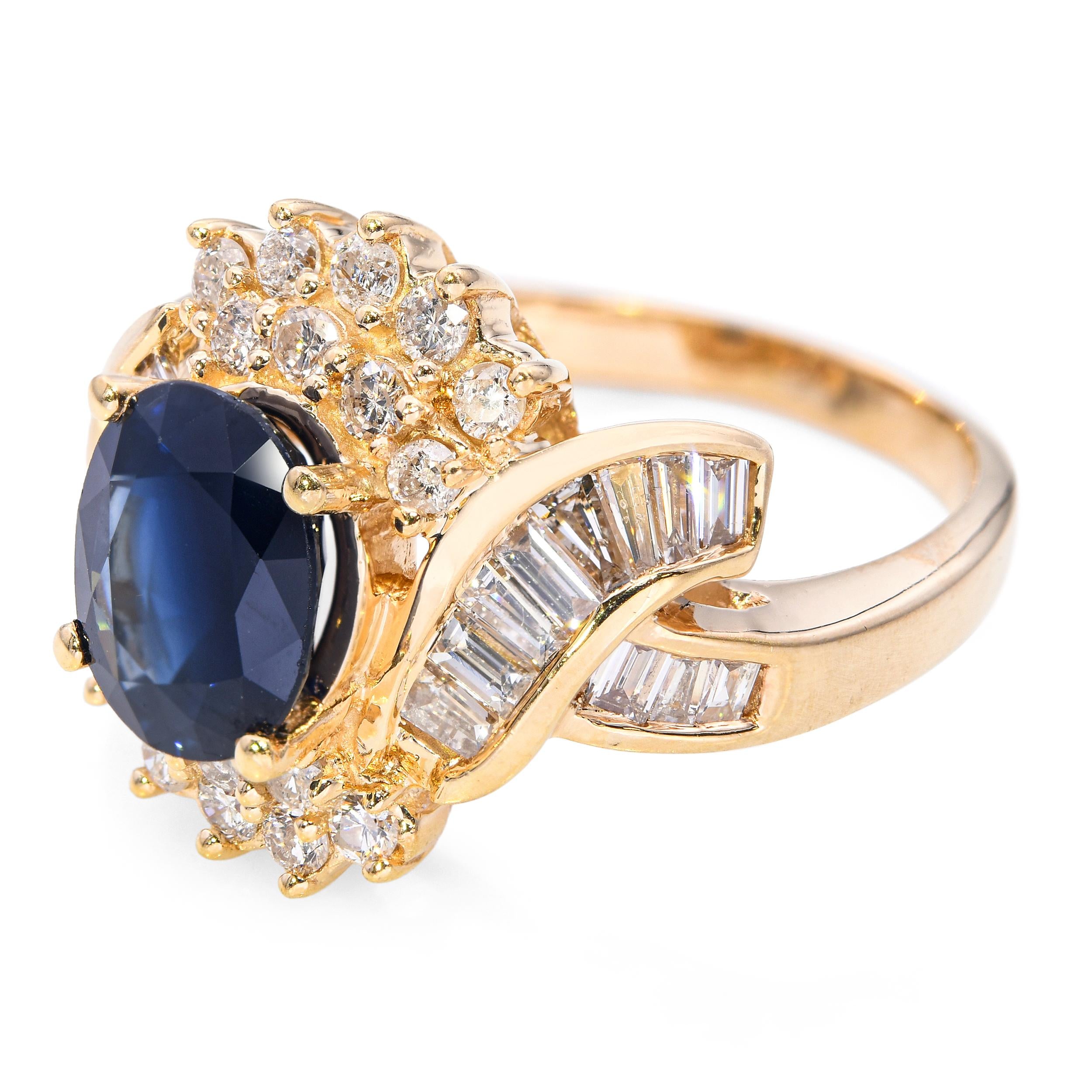 Vintage 14k Yellow Gold 3.00ct Sapphire and 2.54tcw Diamond Ring