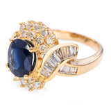 Vintage 14k Yellow Gold 3.00ct Sapphire and 2.54tcw Diamond Ring