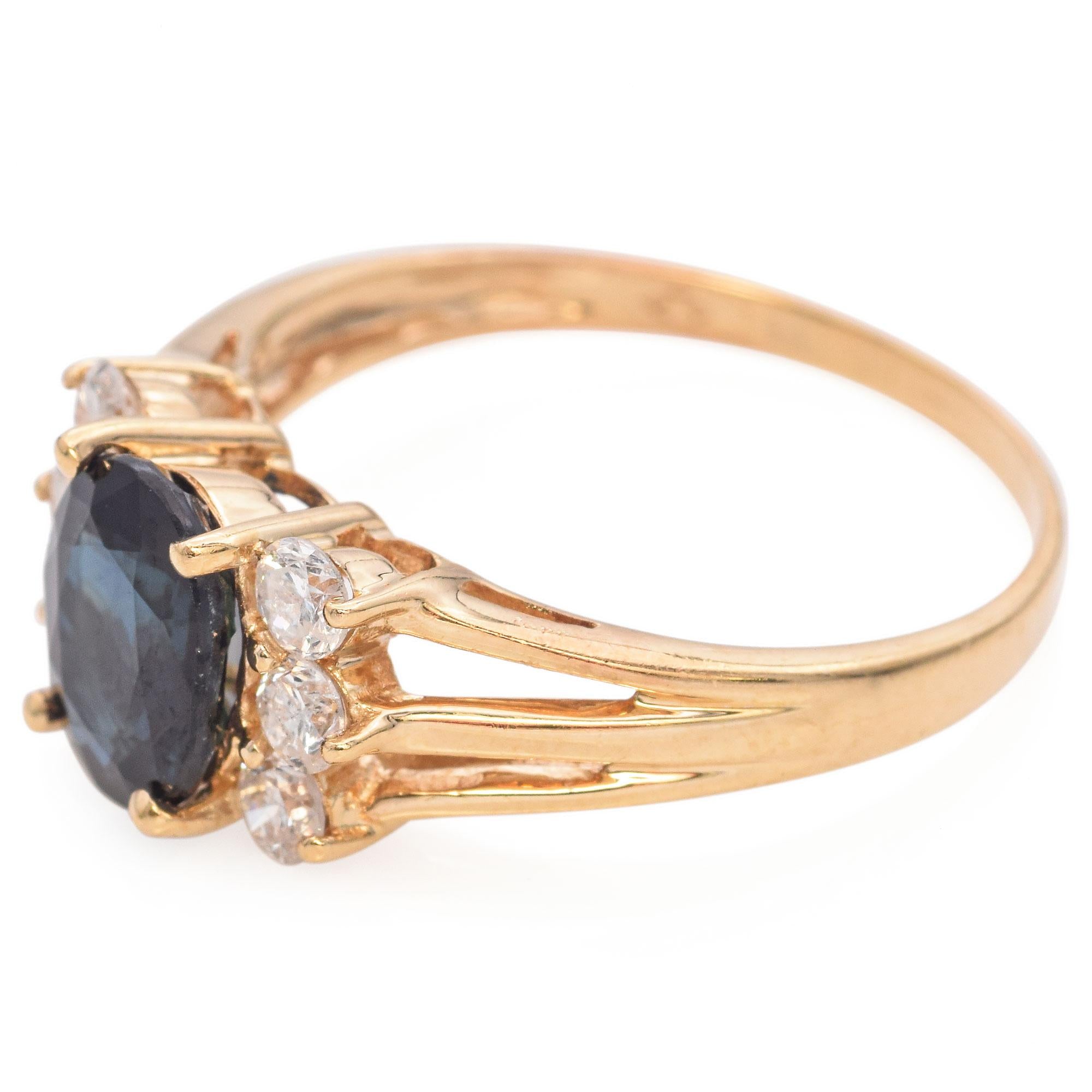 Vintage 14k Yellow Gold Sapphire and Diamond Ring