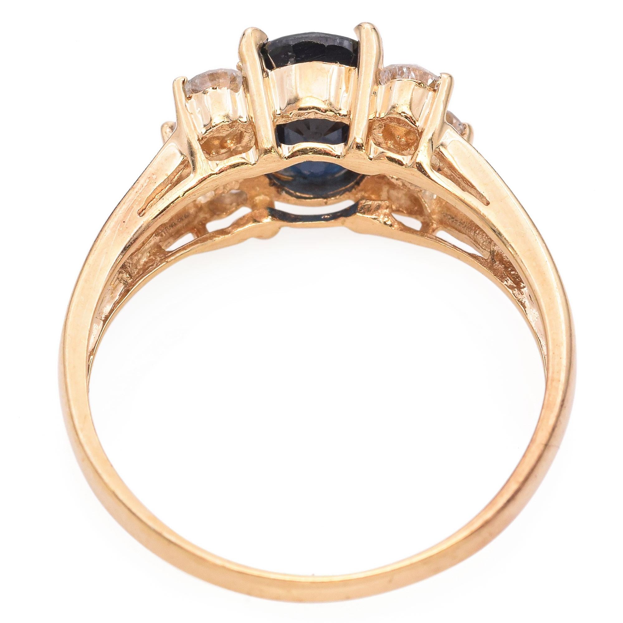 Vintage 14k Yellow Gold Sapphire and Diamond Ring