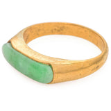 Vintage 22k Yellow Gold 1.07 Ct Green Jade Saddle Ring
