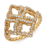 David Yurman 18k Yellow Gold Diamond Quatrefoil Ring