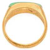Vintage 22k Yellow Gold 1.07 Ct Green Jade Saddle Ring