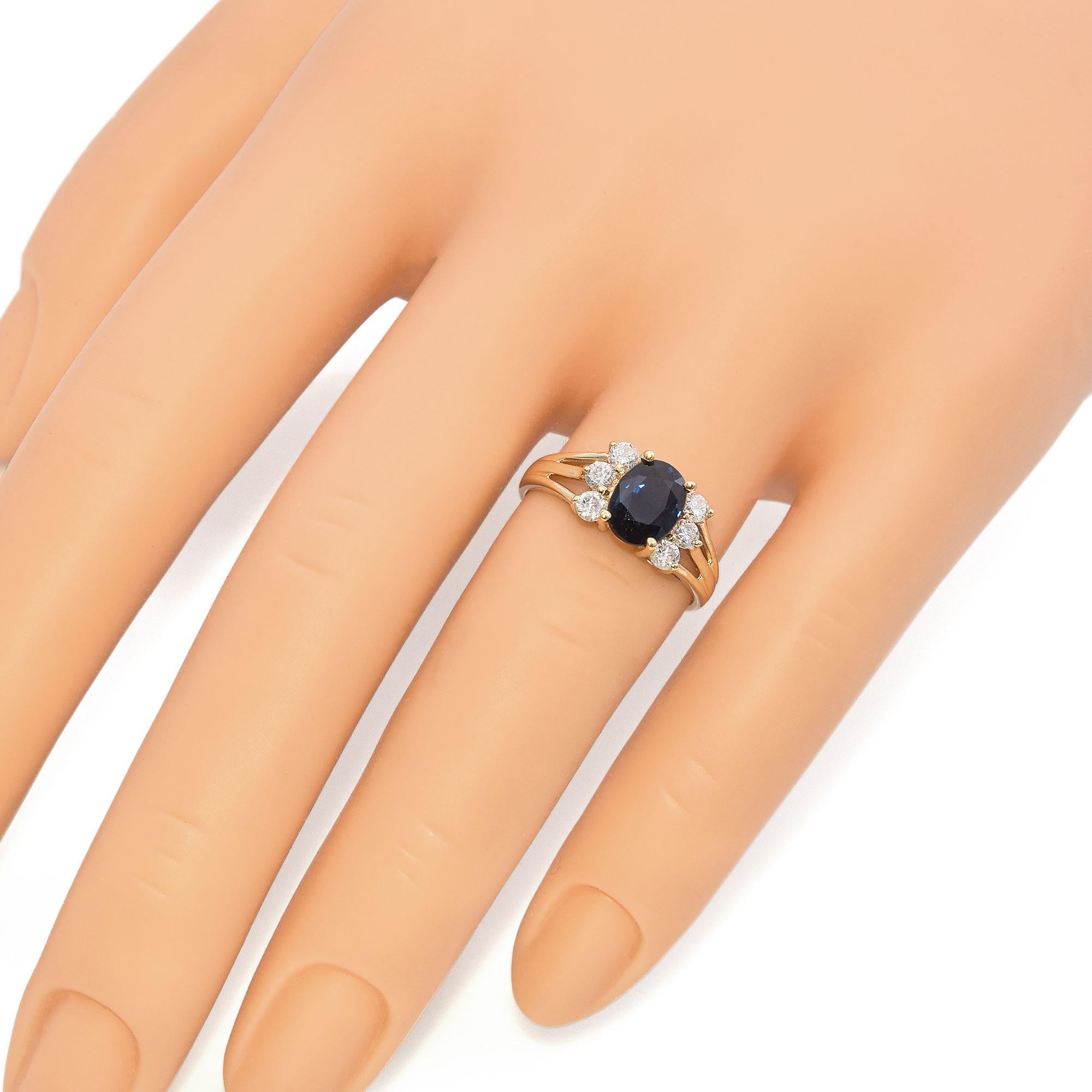 Vintage 14k Yellow Gold Sapphire and Diamond Ring