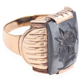 Vintage 10k Yellow Gold Hematite Intaglio Roman Soldier Ring