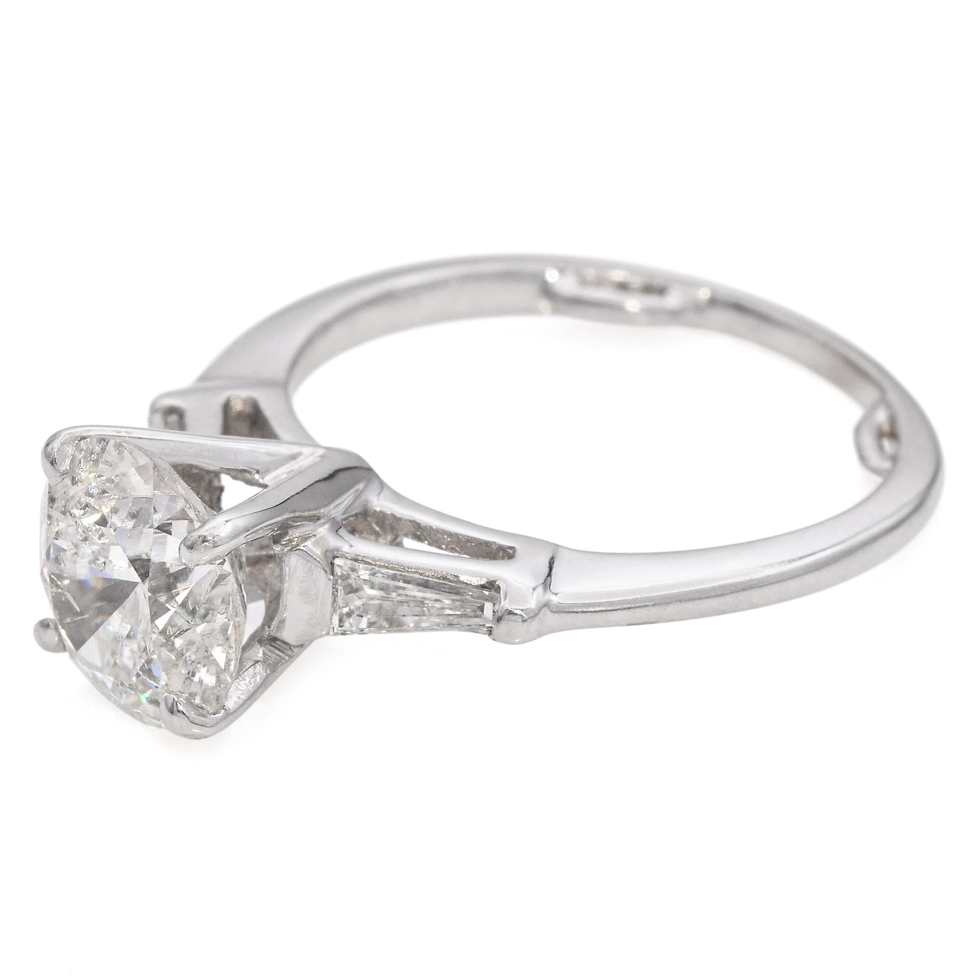 Vintage 2.2ct Round Brilliant Diamond White Gold Engagement Ring