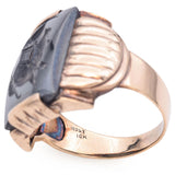 Vintage 10k Yellow Gold Hematite Intaglio Roman Soldier Ring