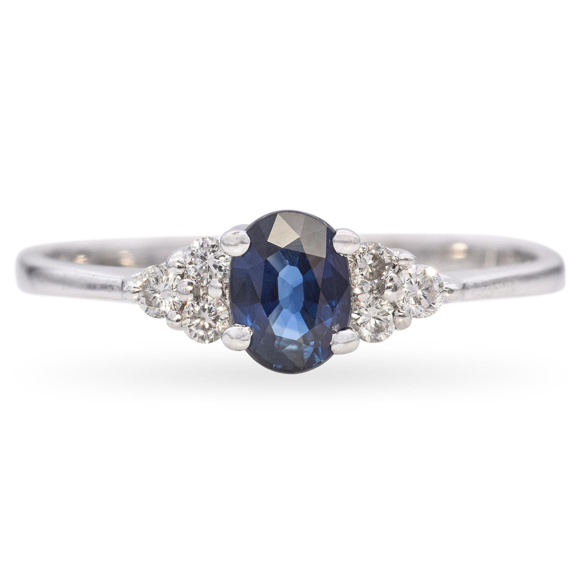 Vintage 18k White Gold Sapphire and Diamond Ring – Blue Ribbon Rarities