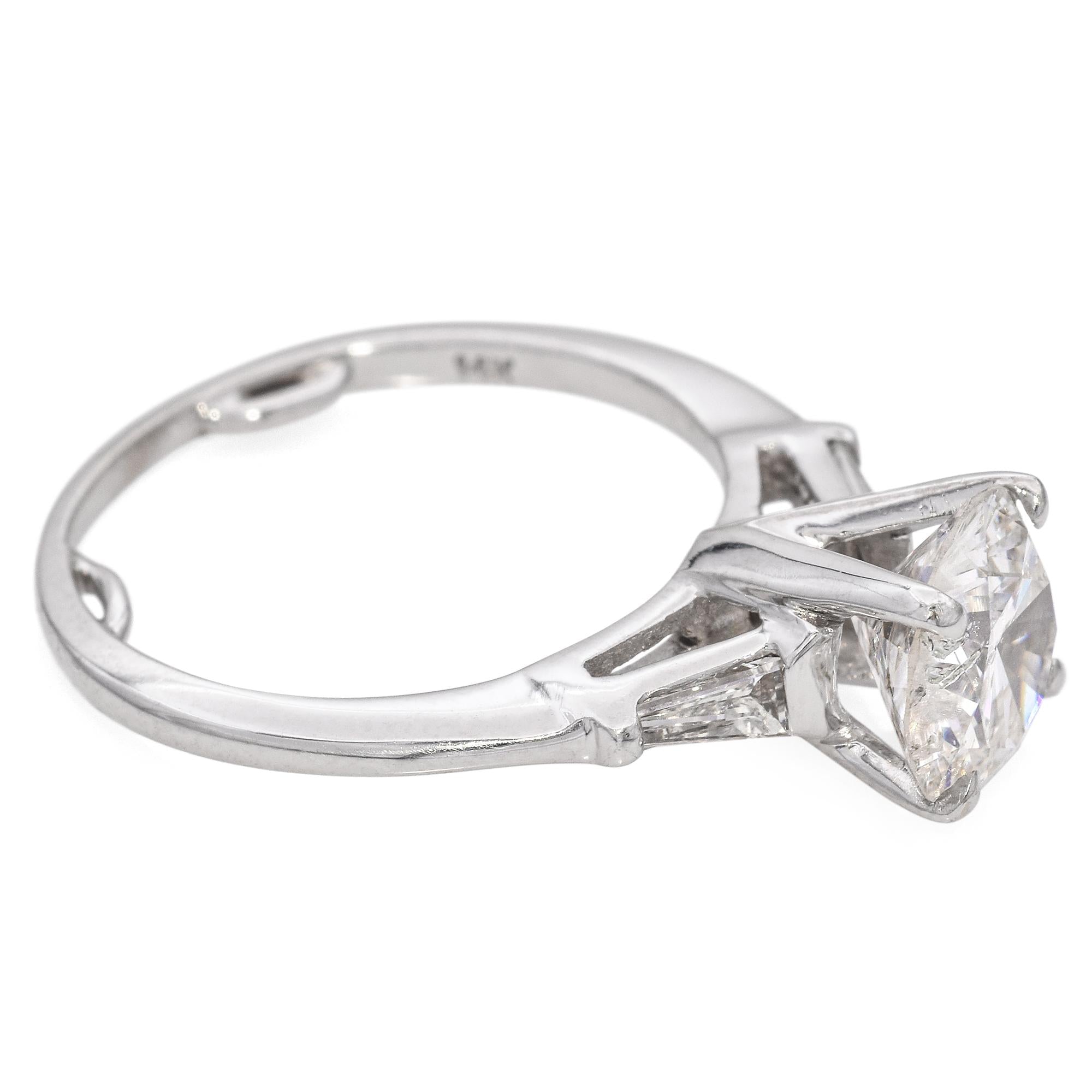 Vintage 2.2ct Round Brilliant Diamond White Gold Engagement Ring