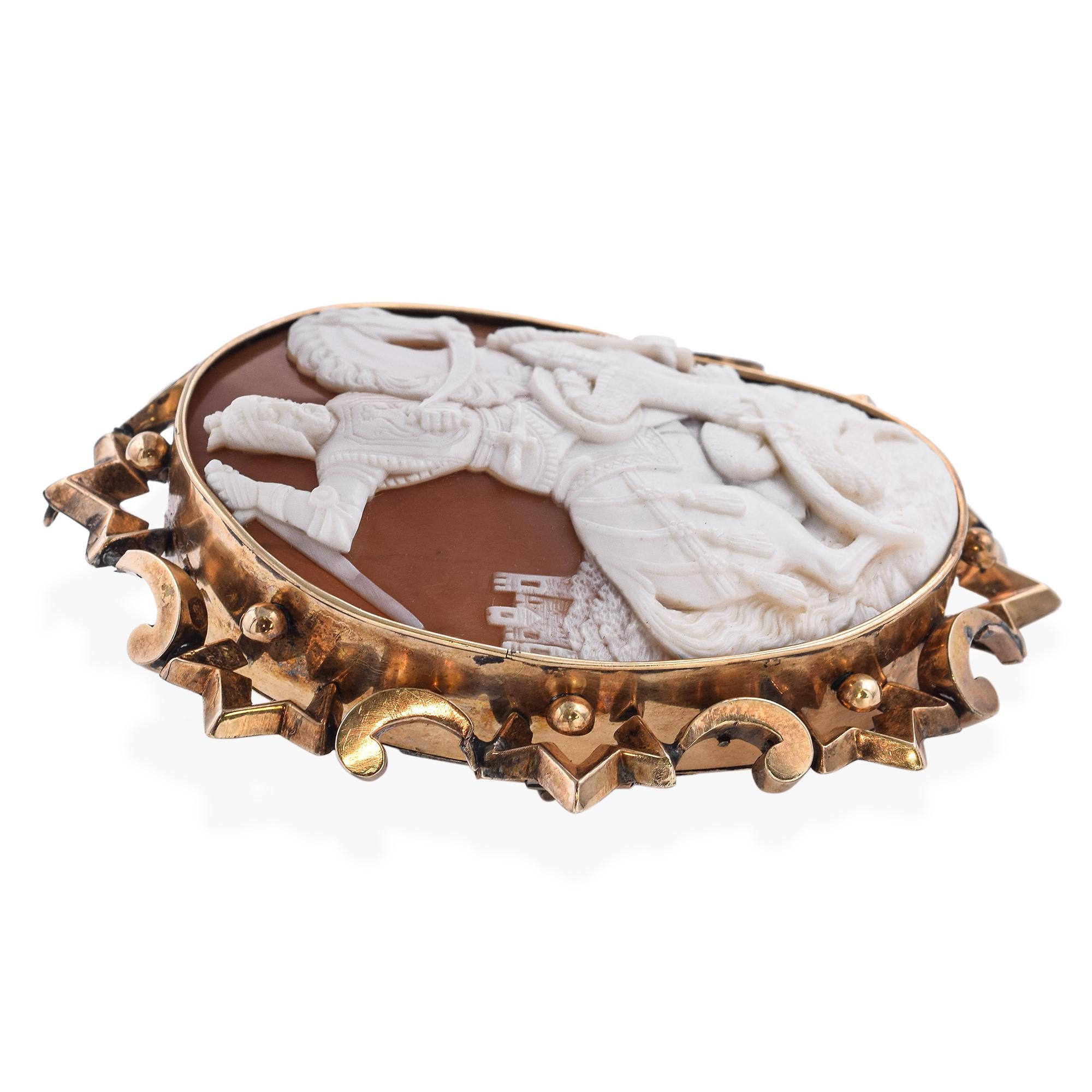 Antique Yellow Gold Richard the Lionheart Cameo Brooch