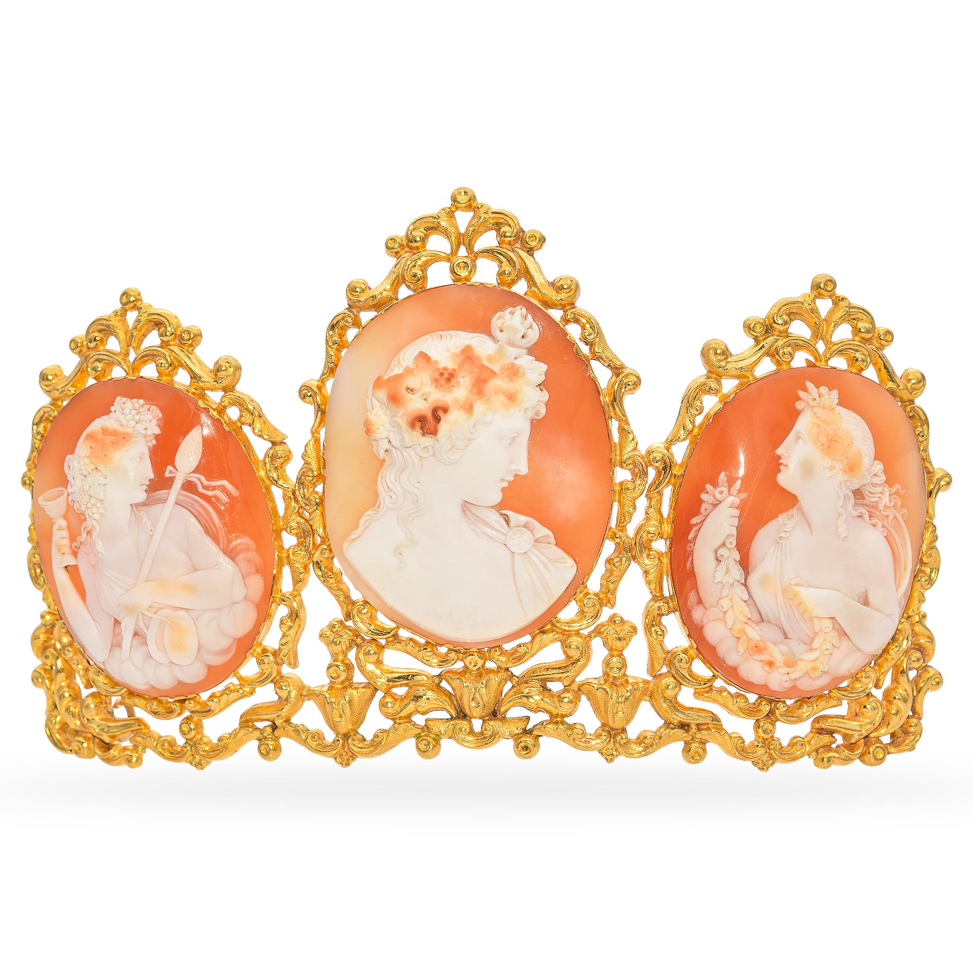 Antique Victorian 21K Gold Cameo Tiara – Blue Ribbon Rarities