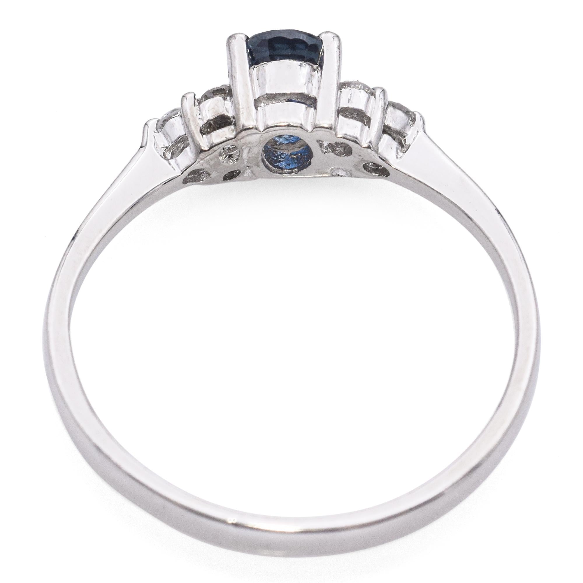 Vintage 18k White Gold Sapphire and Diamond Ring