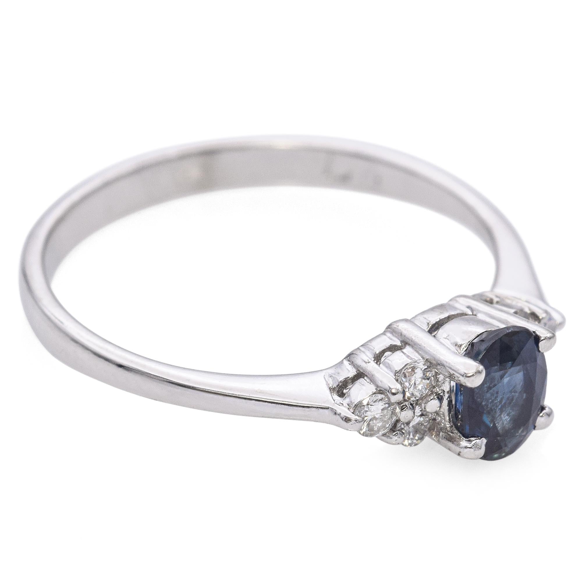 Vintage 18k White Gold Sapphire and Diamond Ring