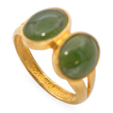 24k Yellow Gold Jade Two-Stone Ring