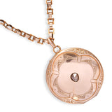 Antique 14k Rose Gold Fancy Link and Rose Cut Diamond Locket Pendant Necklace