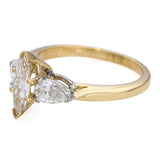 18k Yellow Gold Fancy Light Pinkish Brown Marquise Diamond Ring