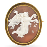 Antique 16k Yellow Gold Shell Cameo  "Aurora with the Genius of Light" Brooch