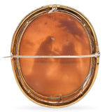 Antique 9k Yellow Gold Shell Cameo "St Catherine Giving Ohms" Brooch