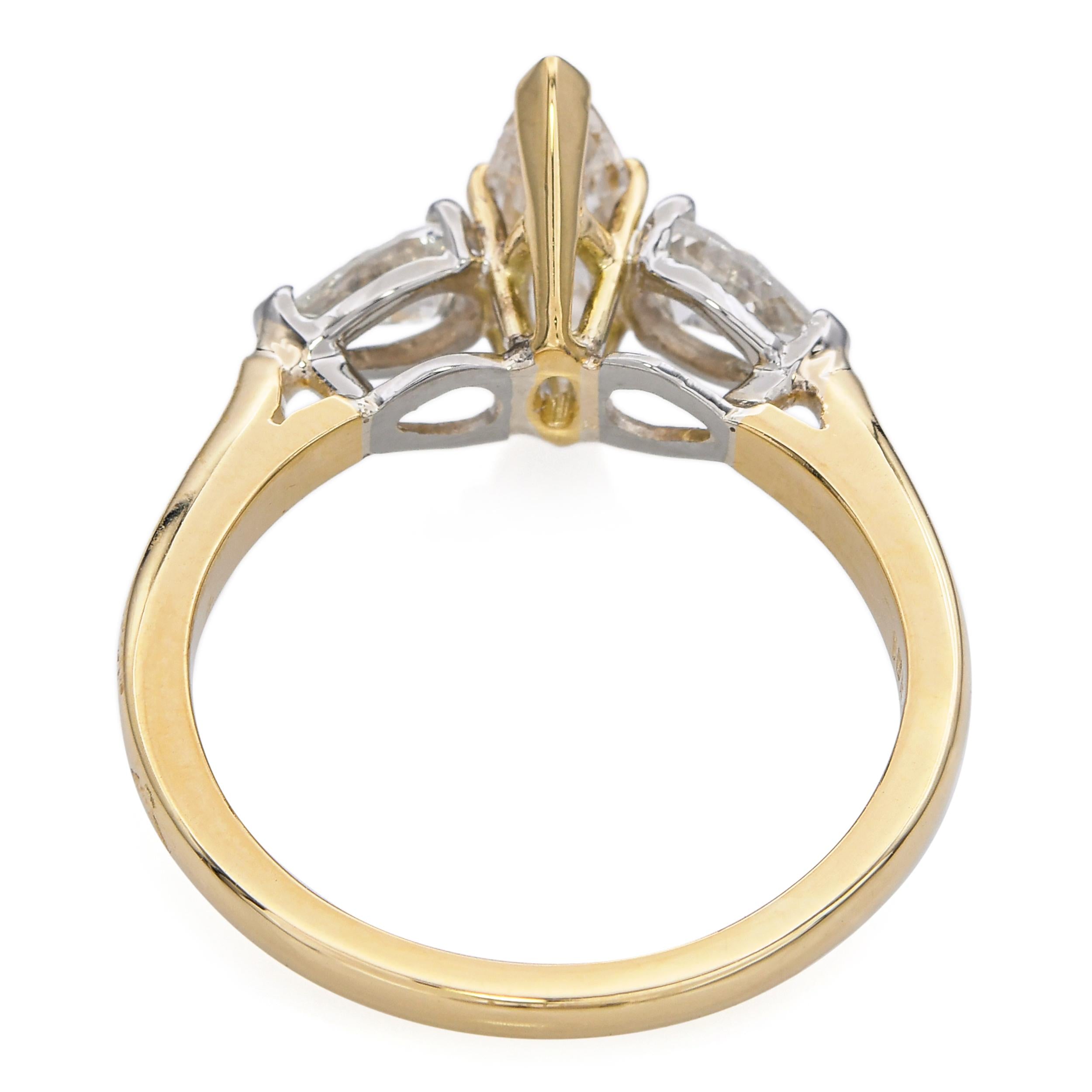 18k Yellow Gold Fancy Light Pinkish Brown Marquise Diamond Ring