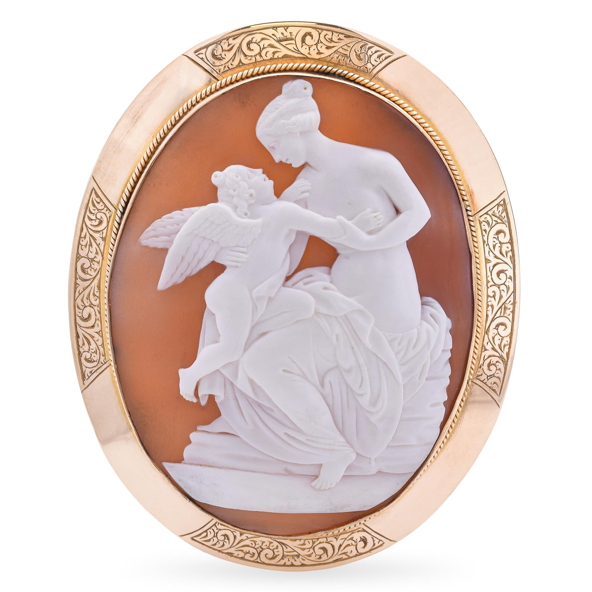 Antique "Cupid on Venus's Lap" Cameo Brooch