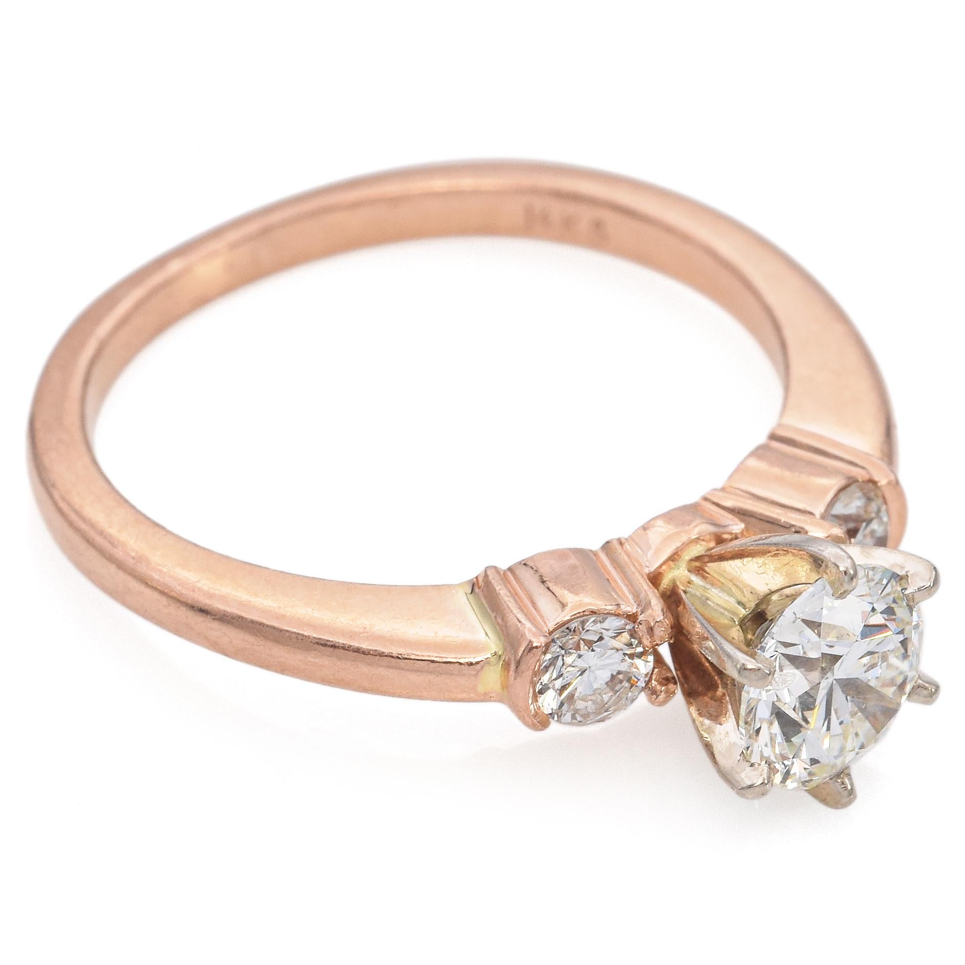 14k Rose Gold 0.91tcw Diamond 3-Stone Engagement Ring
