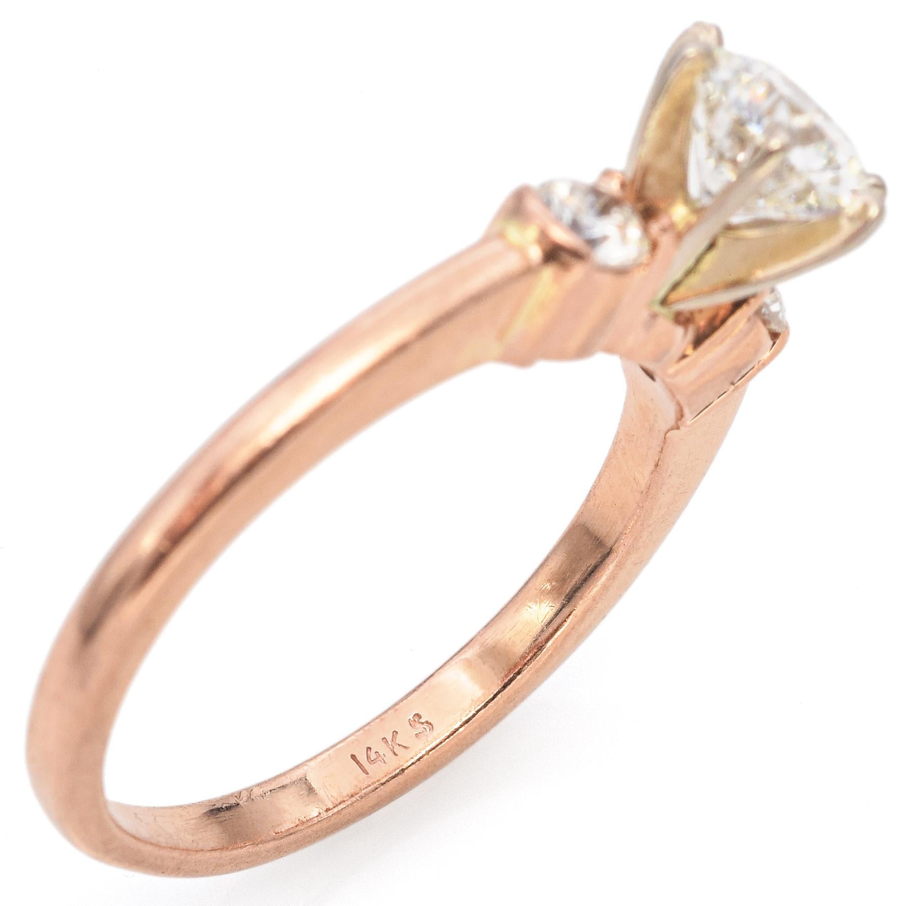 14k Rose Gold 0.91tcw Diamond 3-Stone Engagement Ring