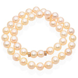 Vintage 18K Yellow Gold Pearl and Diamond Rondelle Bead Necklace