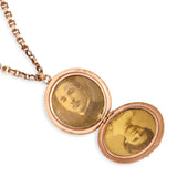 Antique 14k Rose Gold Fancy Link and Rose Cut Diamond Locket Pendant Necklace