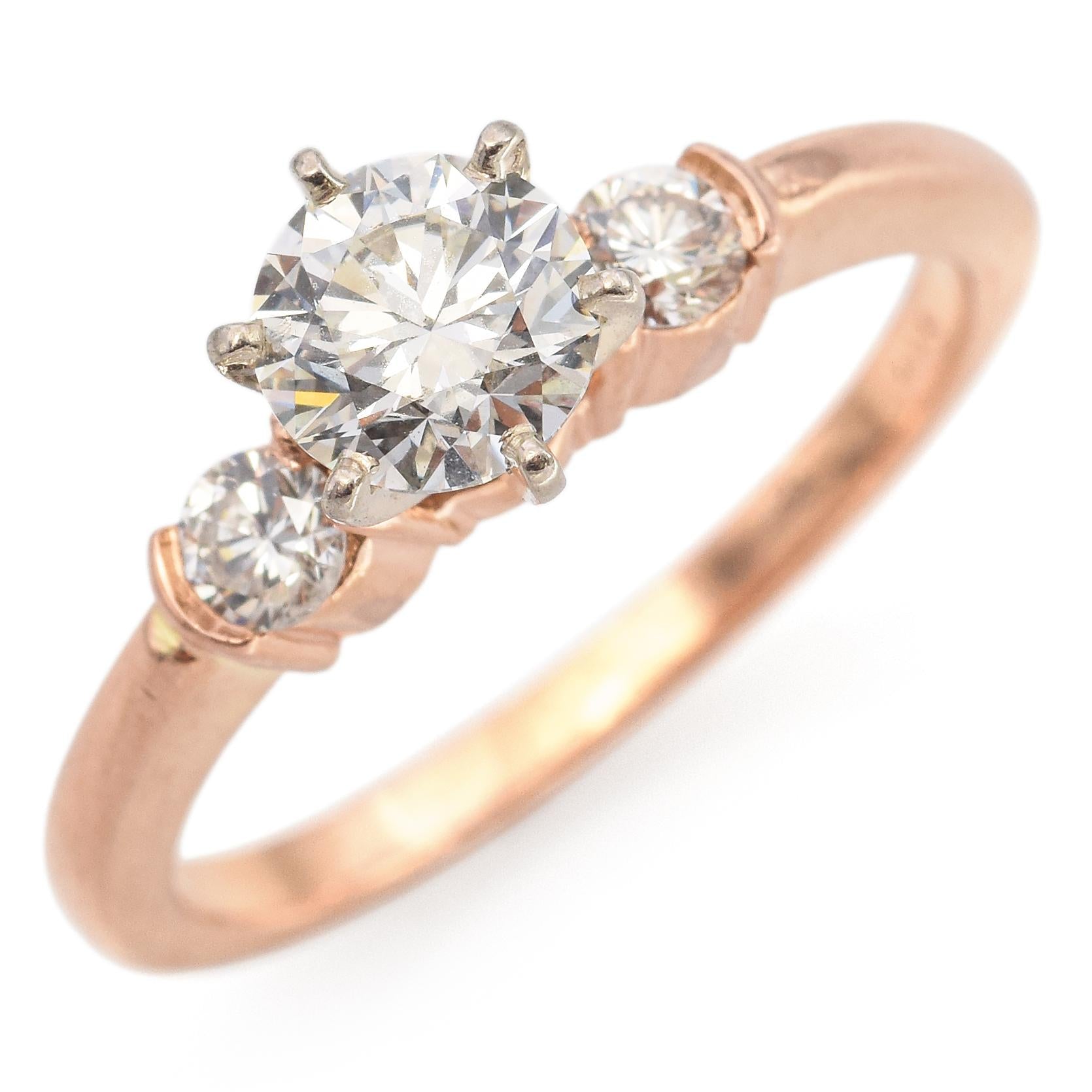 14k Rose Gold 0.91tcw Diamond 3-Stone Engagement Ring