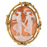 Antique Gilt Venus and Psyche Cameo Brooch Pendant