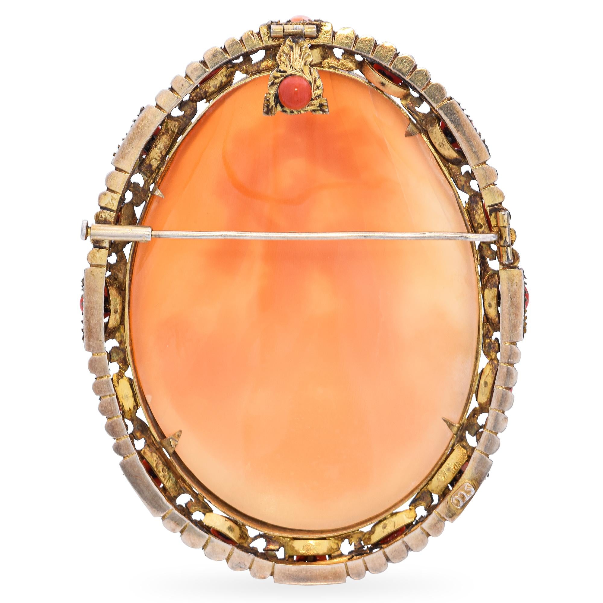 Antique Vermeil Cameo "Aurora on Horseback" Brooch