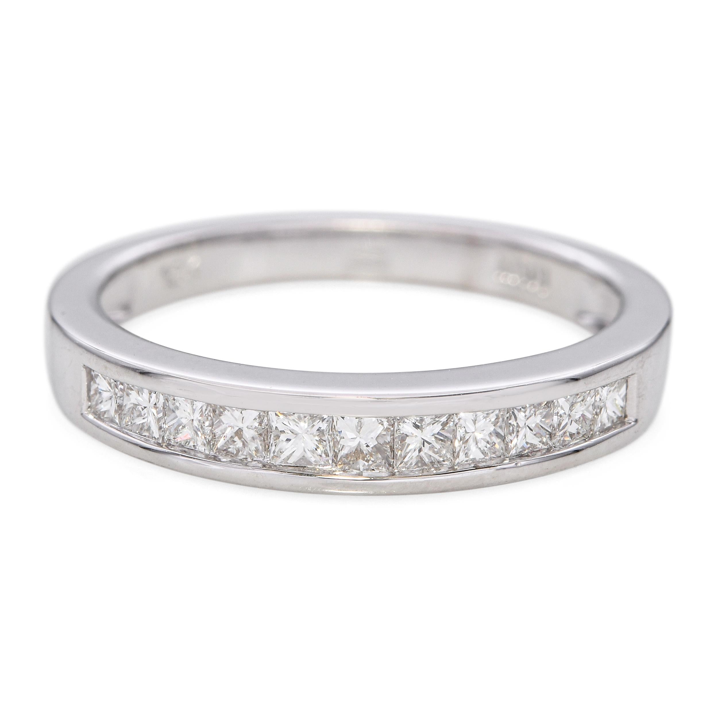 Vintage 18k White Gold Channel Set 0.33tcw Princess Cut Diamond Band