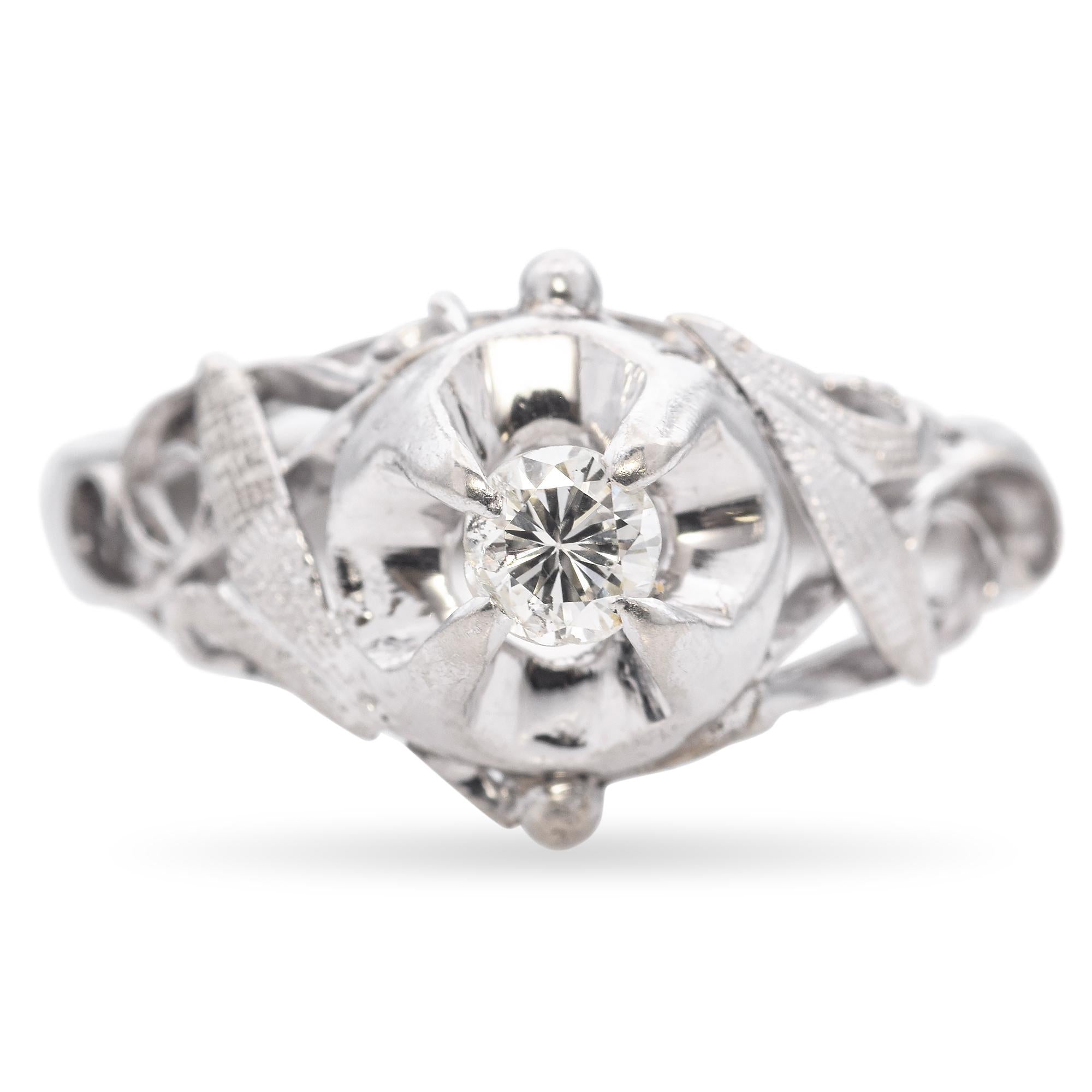 Antique 10k White Gold Diamond Engagement Ring – Blue Ribbon Rarities