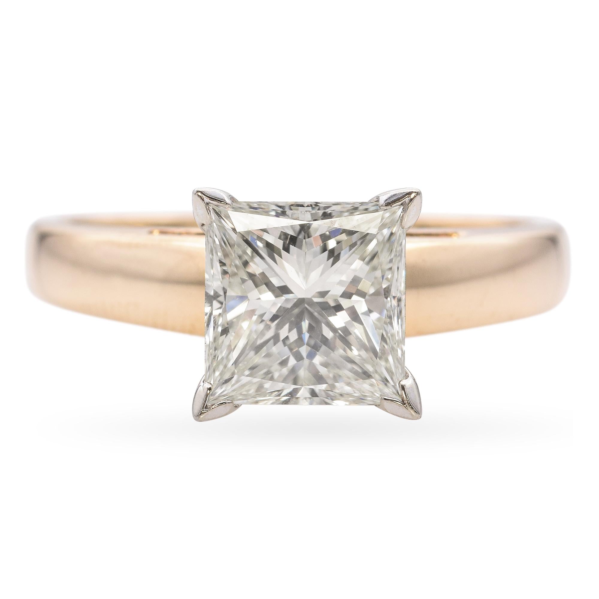 14k Yellow Gold 2.2ct K VVS2 Diamond Engagement Ring GIA