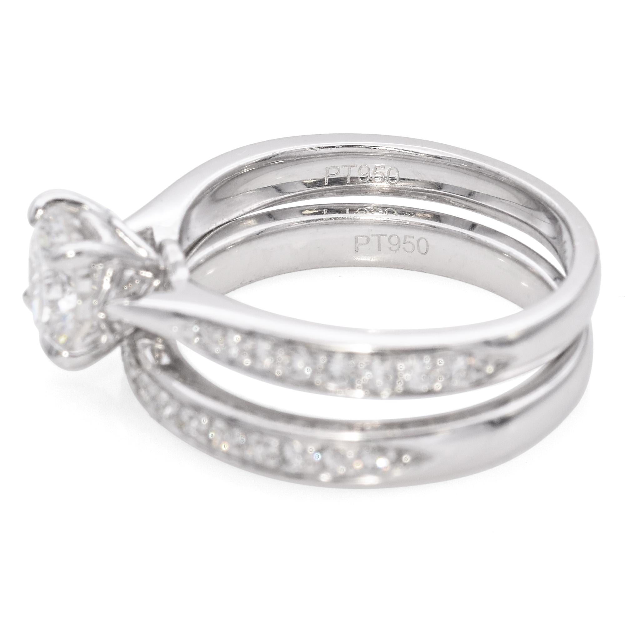 Platinum 1.59 TCW Diamond Half Eternity Wedding Band and Engagement Ring GIA