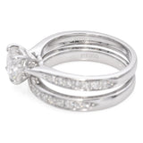 Platinum 1.59 TCW Diamond Half Eternity Wedding Band and Engagement Ring GIA