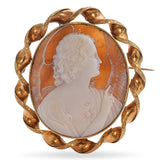 Antique 12k Yellow Gold "Archangel Gabriel" Cameo Brooch