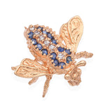 Vintage 14k Yellow Gold Sapphire Diamond Bumblebee Brooch