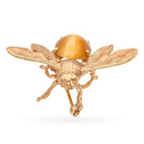 Vintage 14k Yellow Gold Tigers Eye Bumblebee Brooch