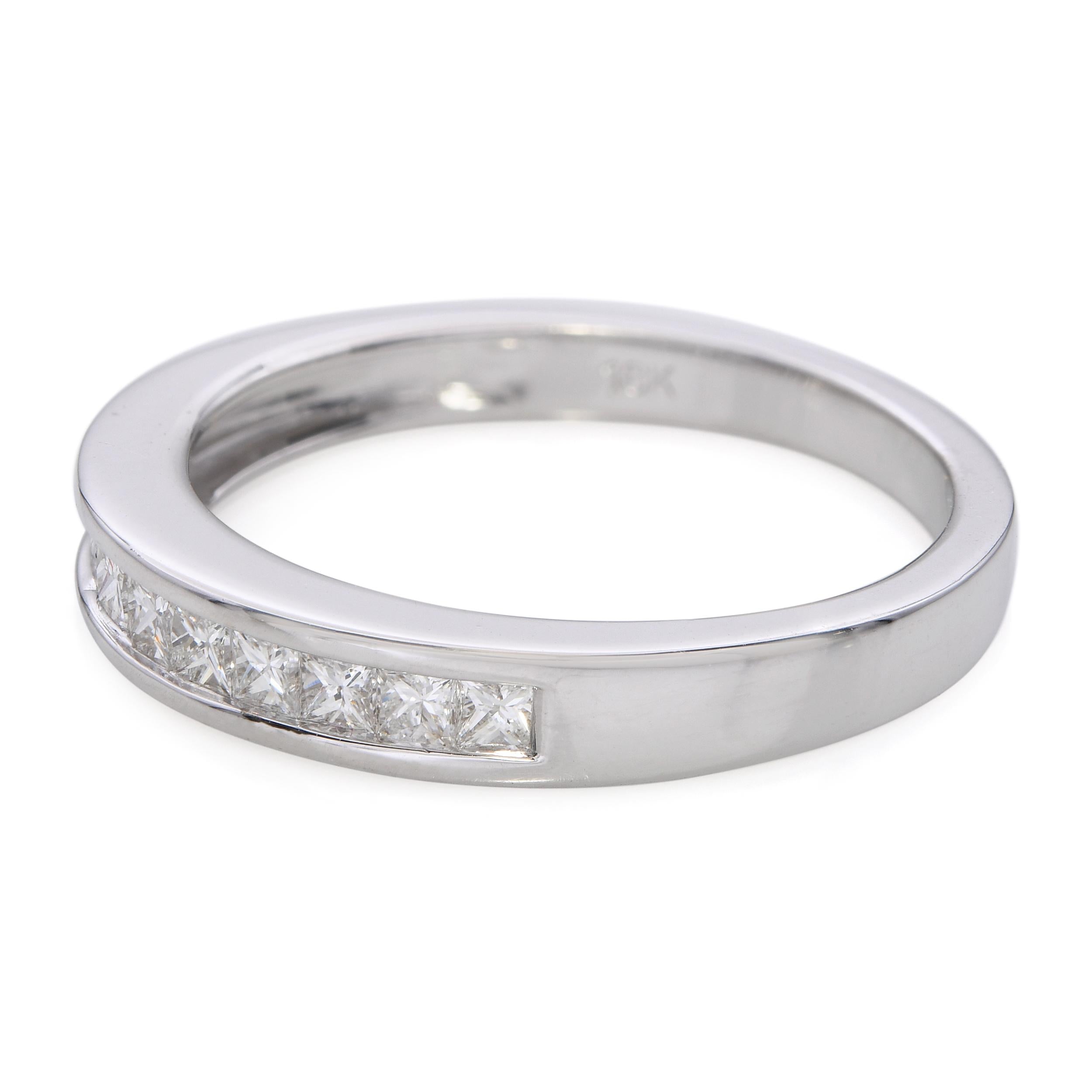 Vintage 18k White Gold Channel Set 0.33tcw Princess Cut Diamond Band