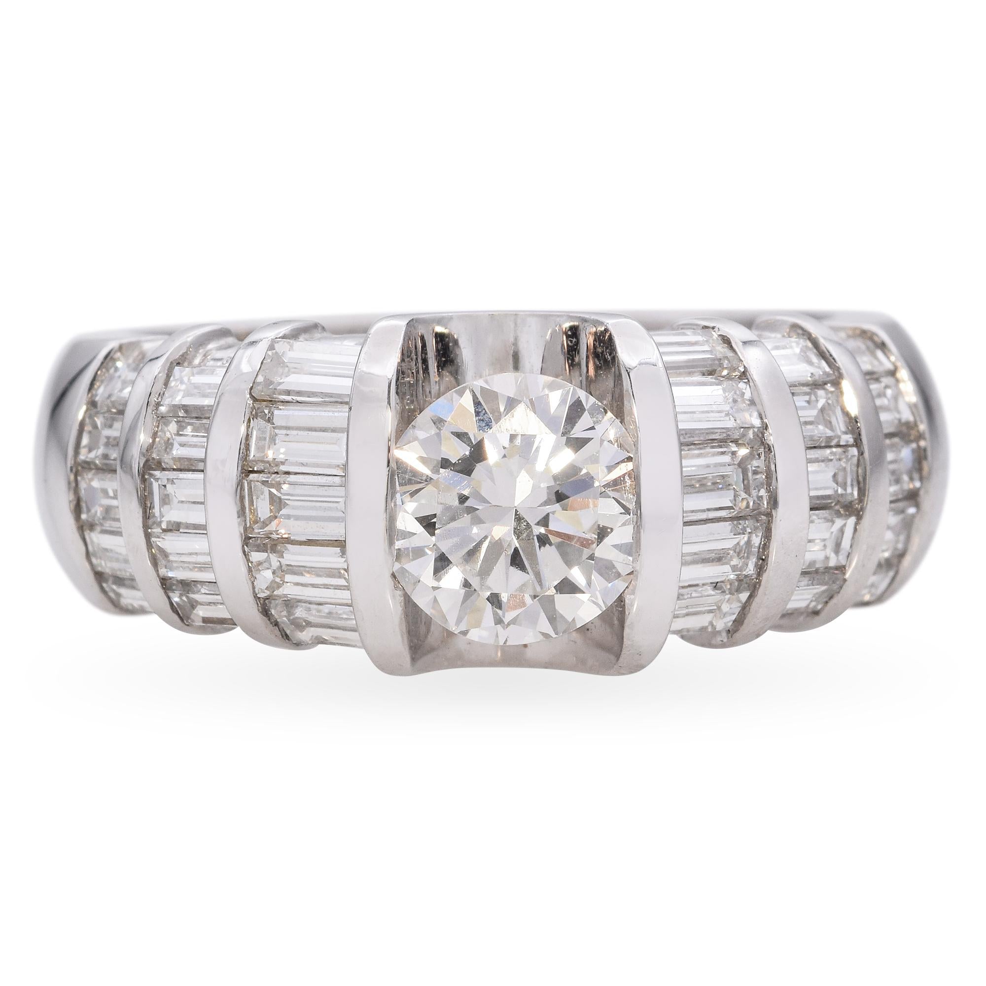 18k White Gold Tension Set Diamond Cocktail Ring