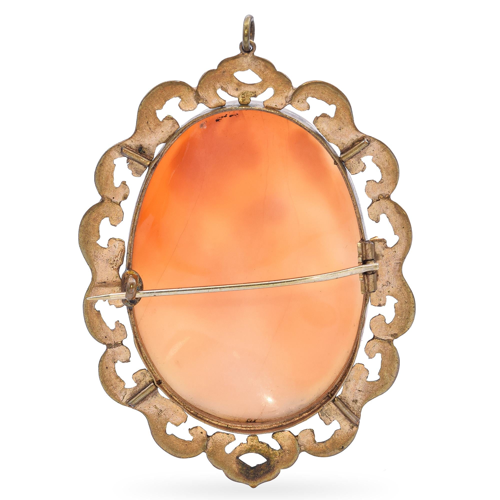 Antique "Narcissus Looking at Reflection" Cameo Brooch Pendant